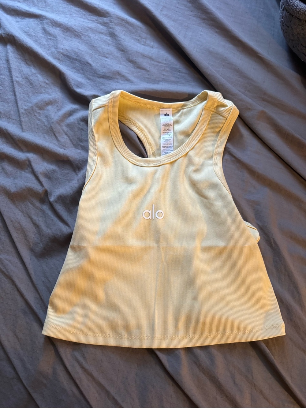 Alo Yellow Ribbed Tank Top size medium
